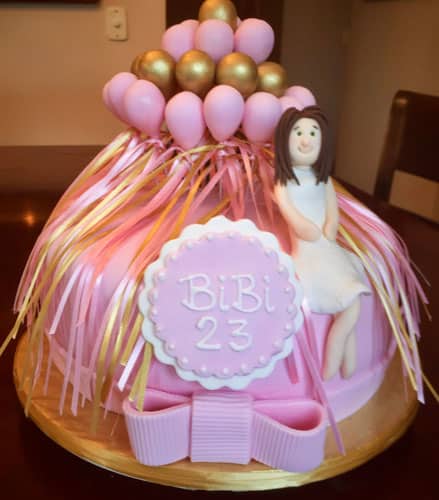 Torta Femminile Giovane Palloncini in Pasta di Zucchero