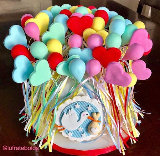 Torta Baby Shower Palloncini in Pasta di Zucchero