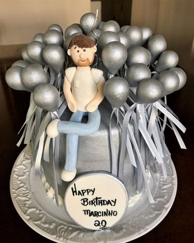Torta Maschile Giovane Con Palloncini