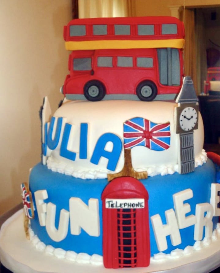 Torta Londra: Big Ben, Cabina Rossa e Pasta di Zucchero